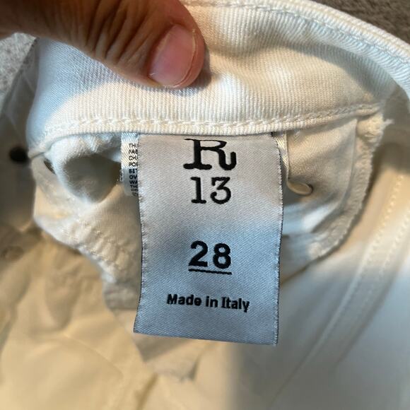 R13 Allison‎ Skinny Jeans Garret White Size 28 Distressed - Picture 7 of 9